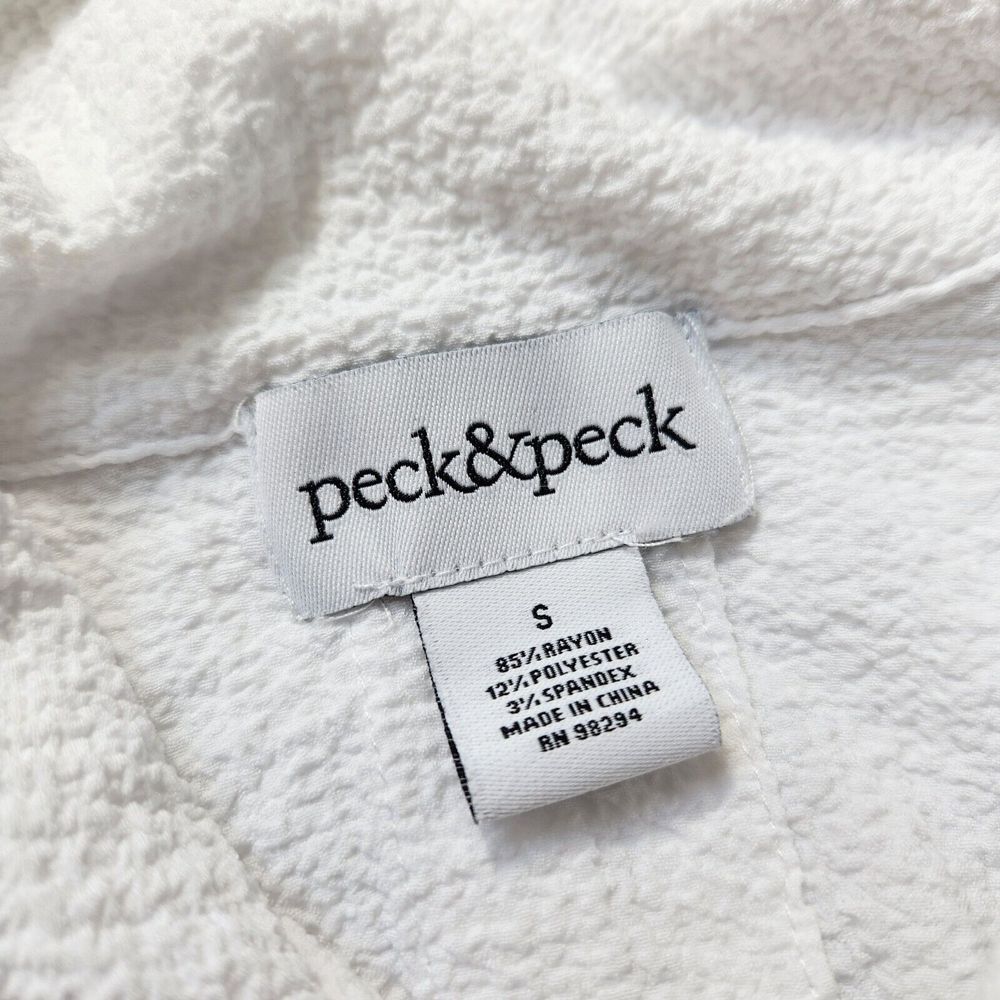 Peck & Peck‎ Womens Small Summer Beach Button Up White Blouse - Picture 12 of 13